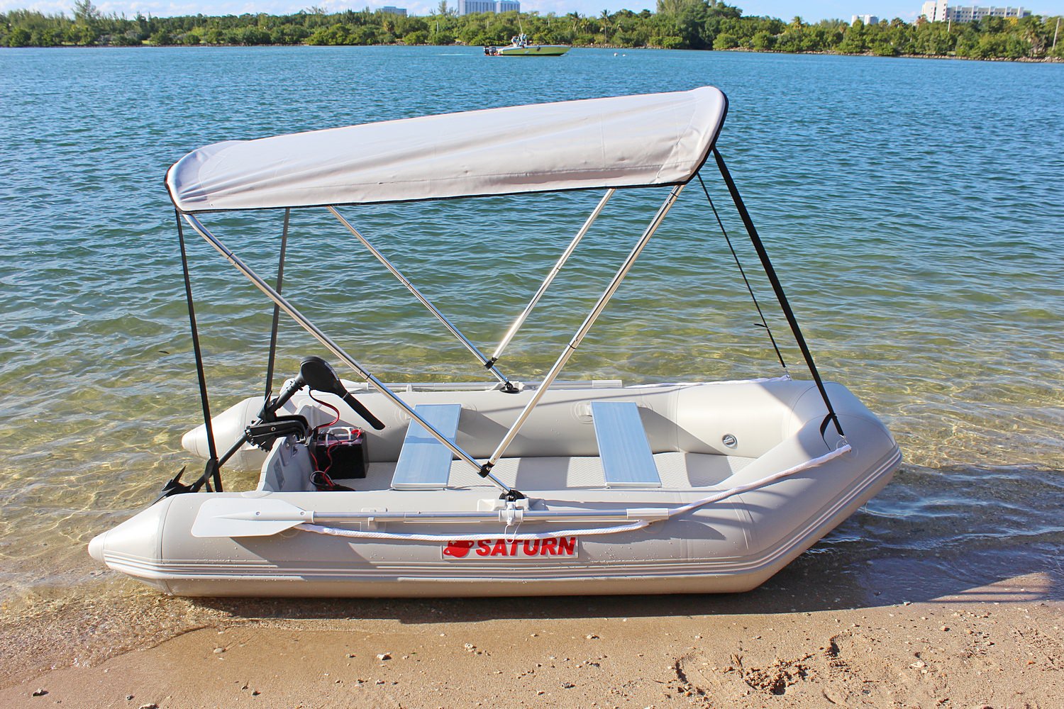 Shop Folding 2-Bow Sun Shade Bimini Tops for Inflatable Boats, KaBoats