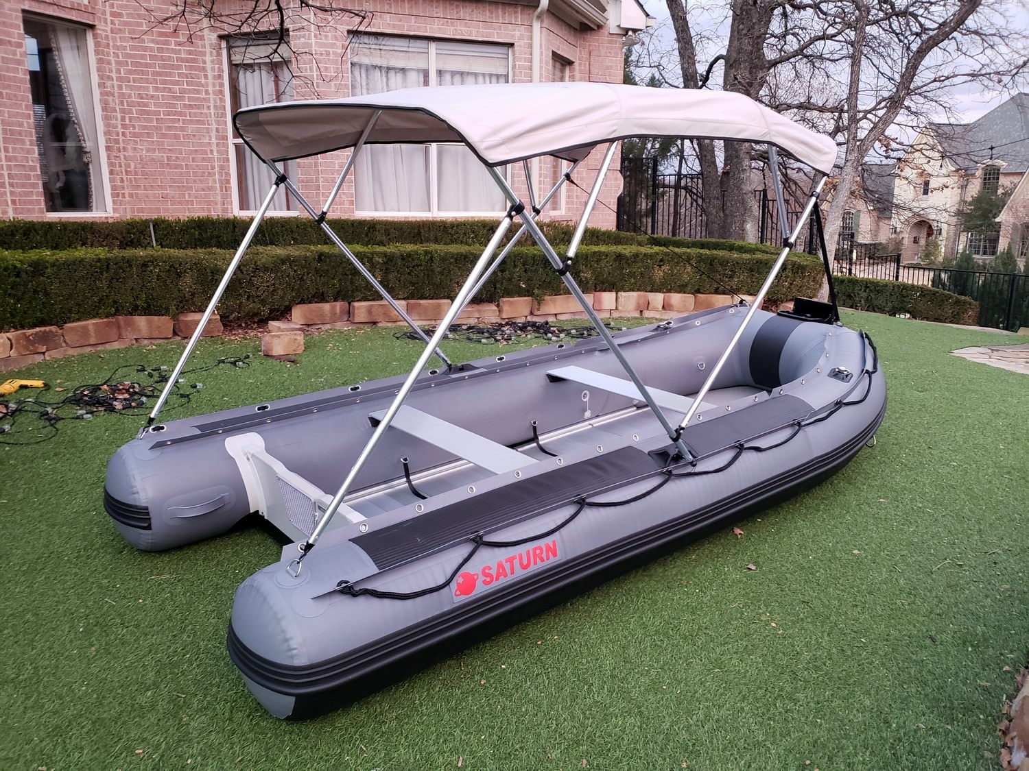 Folding 4-Bow Sun Shade Canopy Top for Inflatable Boats