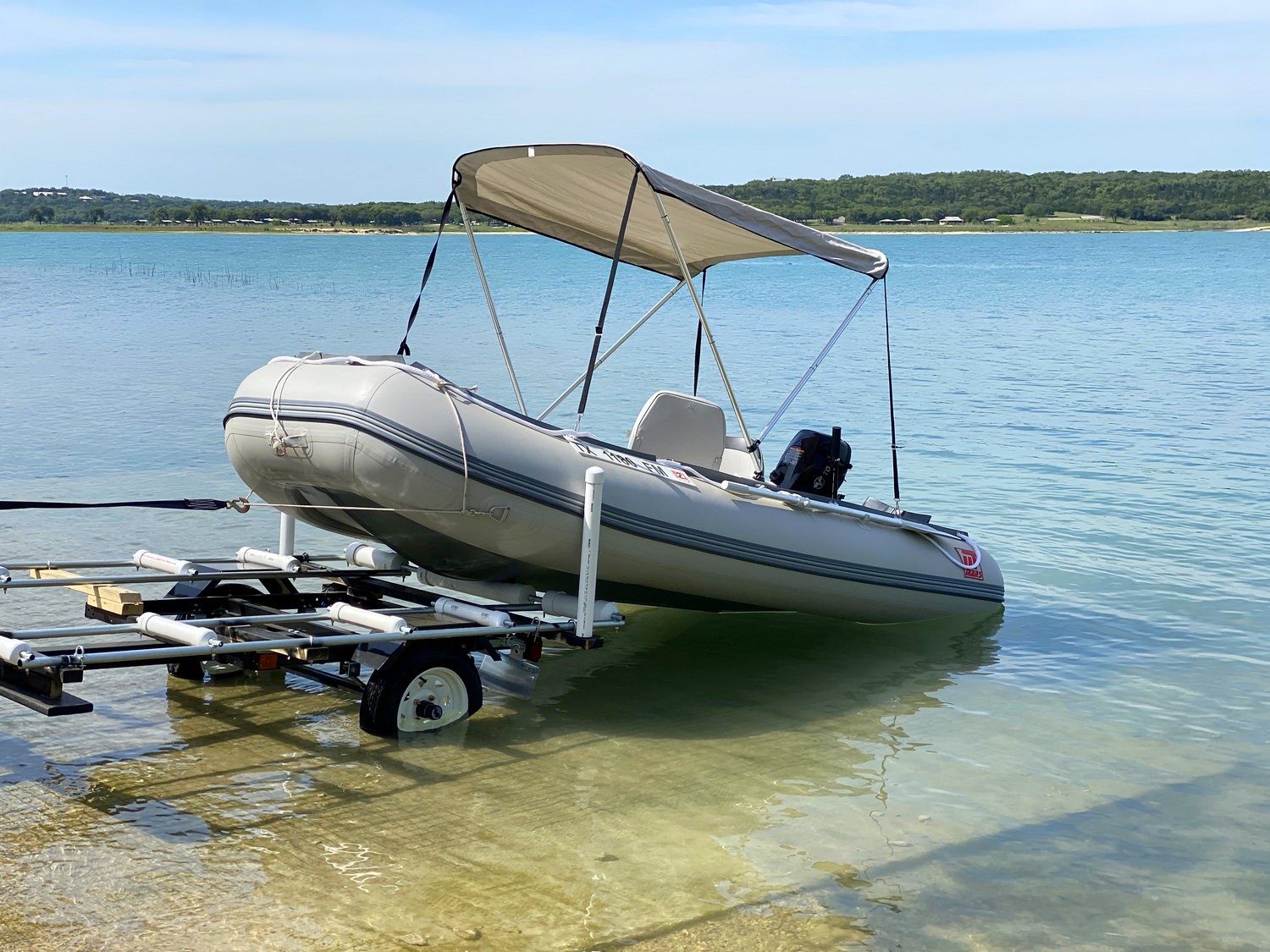  Bimini Tops for Boat 2 Bow Portable Foldable Bimini Top Oxford  Cloth Cover with Aluminum Frame Quick Release Clips for Width 3.3-4.6 ft  Rib,Small Jon Boat,Fishing Boat,Inflatable Boat,Dinghy : Sports 