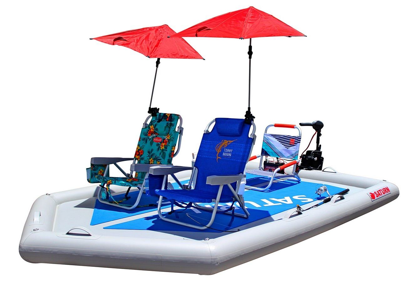 Motorized Inflatable Island Dock Swim Platform For Fishing, Camping