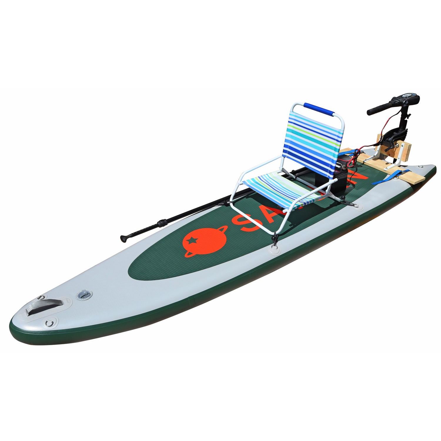 11' Inflatable Hybrid SUP Paddle Board, Kayak, Motor Board Sale
