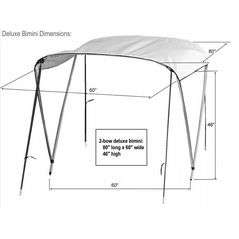 Large Deluxe 2 Bow bimini with removable side panels