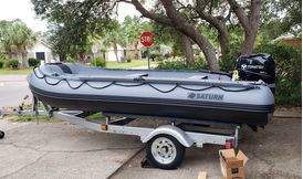 Saturn FB385 boat on a trailer