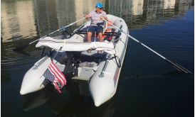 Rowing Frame Installed on Inflatable Boat