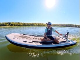 Saturn Xtreme Pro-Angler Inflatable SUP Fishing Board With Dual Motor Mounts and Motor-Ready Design