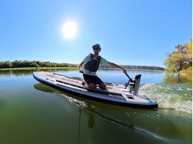 Saturn Xtreme Pro-Angler Inflatable SUP Fishing Board With Dual Motor Mounts and Motor-Ready Design