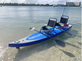 Convert SUP into kayak with chair