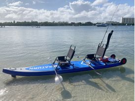 Convert SUP into kayak with chair
