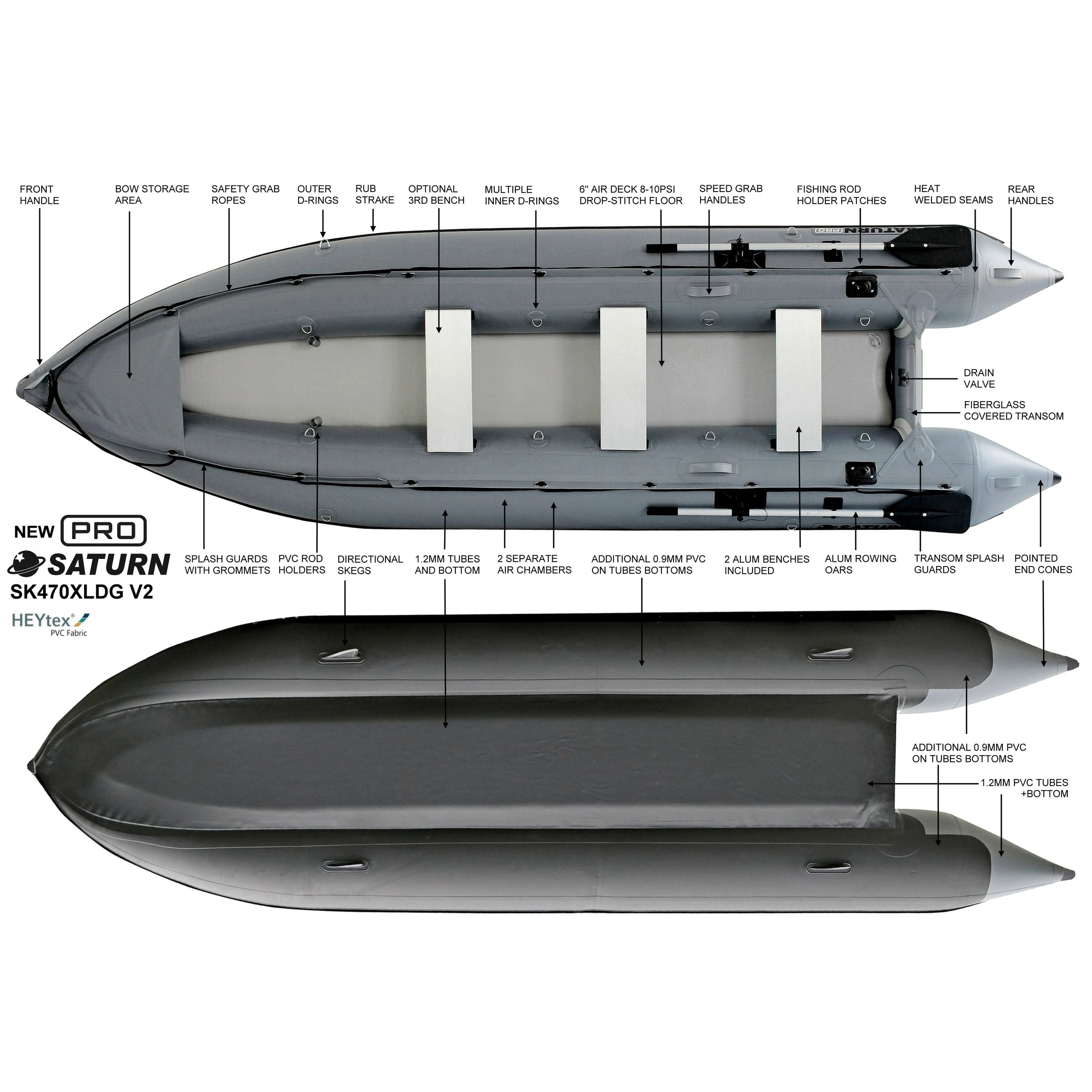 15' Extra Heavy-Duty KaBoat SK470XL For Fishing, Hunting, Expeditions