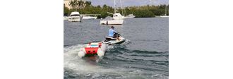 Towable inflatable boat for cargo transportation