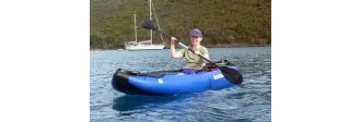women paddling inflatable kayak