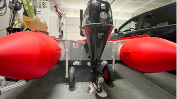 Dinghy Wheels on SD488 boat