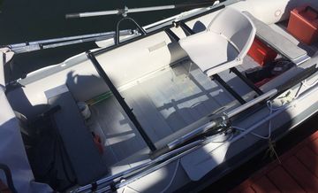 Rowing Frame Installed on Inflatable Boat