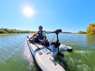 Saturn Xtreme Pro-Angler Inflatable SUP Fishing Board With Dual Motor Mounts and Motor-Ready Design