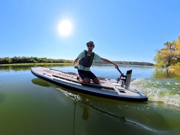 Saturn Xtreme Pro-Angler Inflatable SUP Fishing Board With Dual Motor Mounts and Motor-Ready Design