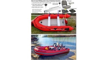 how to mount fishing seat on top of inflatable boat benches