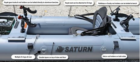 Saturn OLD Inflatable Fishing Kayak FK396DG Optional Setup Example