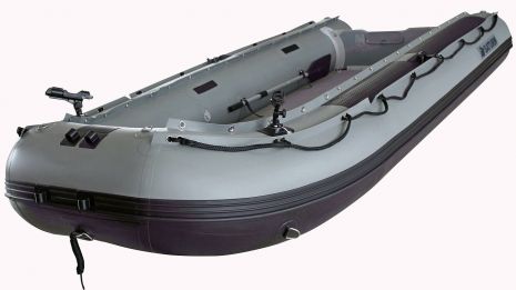 Extra Heavy Duty Inflatable Fishing Boat FB385 Luna Gray with Air Floor