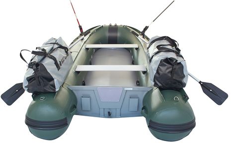 Shown with optional dry bags and rod holders