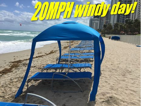 Beach Cabana Tent on windy day