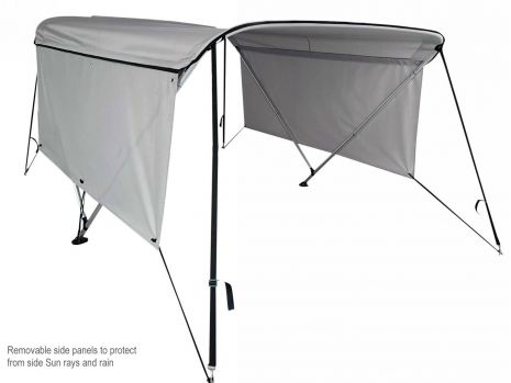 Large Deluxe 2 Bow bimini with removable side panels