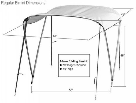 2-bow Regular Folding Bimini Top Sun Shade