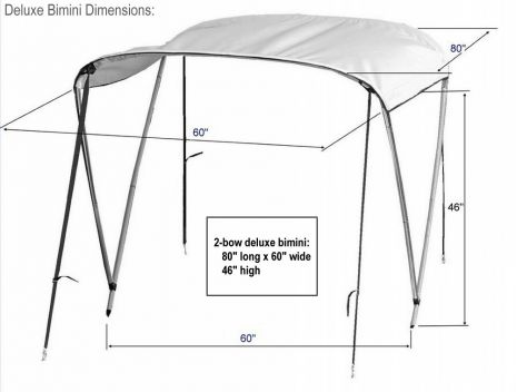 Large Deluxe 2 Bow bimini with removable side panels