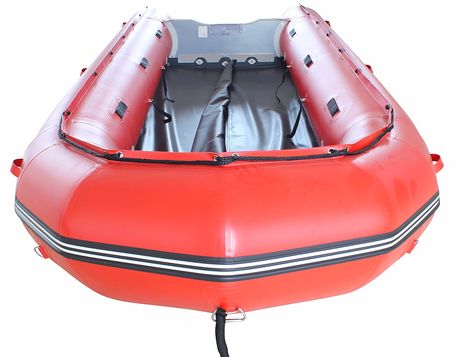 SD518 Red color boat shown without aluminum floor. Aluminum floor included.