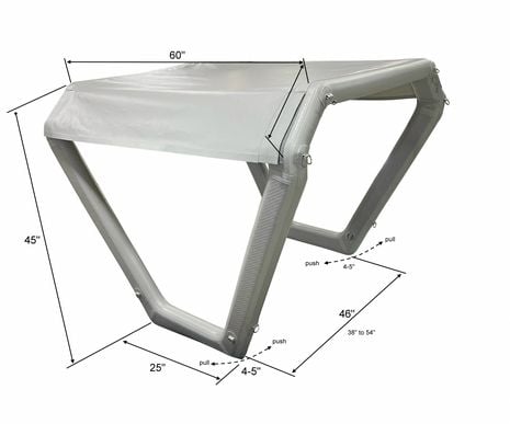 Air Shade - Inflatable Sun Shade Bimini. Dimensions