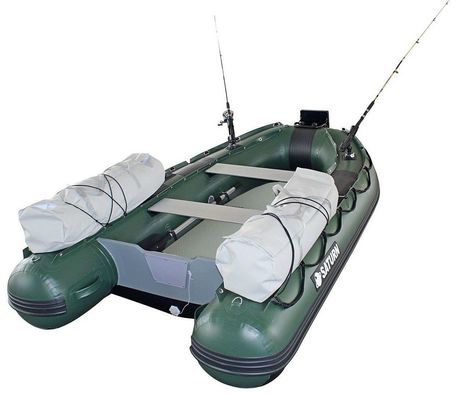 Saturn Green 12' FB365N Inflatable Fishing Boat with air deck floor.