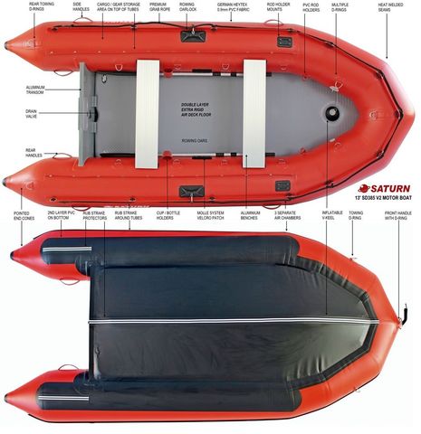 Saturn 13' PRO Inflatable Boat SD385R V2