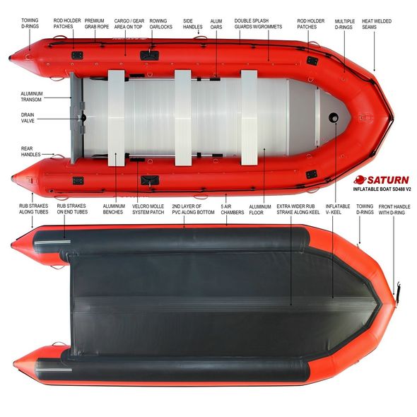 Saturn Pro Inflatable Boat SD488R V2