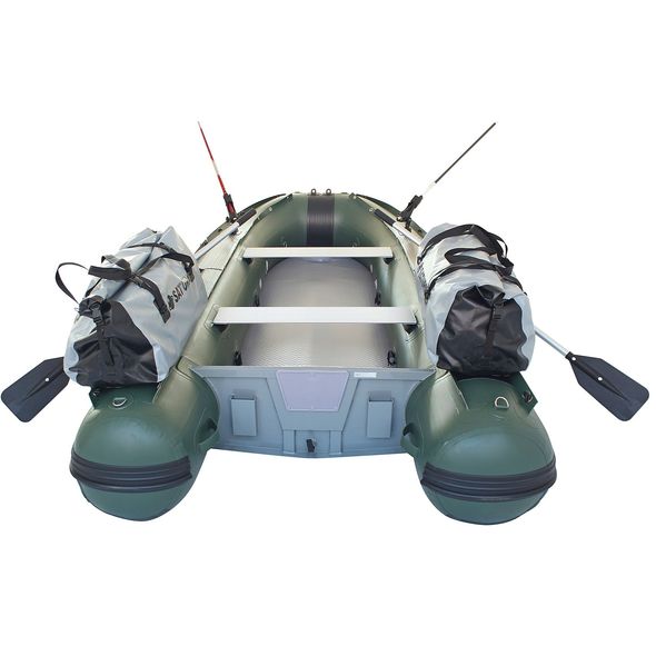 Shown with optional dry bags and rod holders