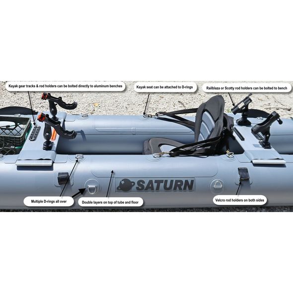 Saturn OLD Inflatable Fishing Kayak FK396DG Optional Setup Example