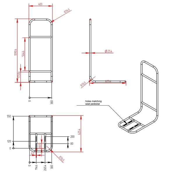 Seating and Standing Casting Frame dimensions