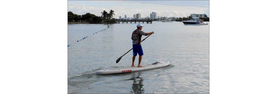 Standing on Inflatable SUP Board