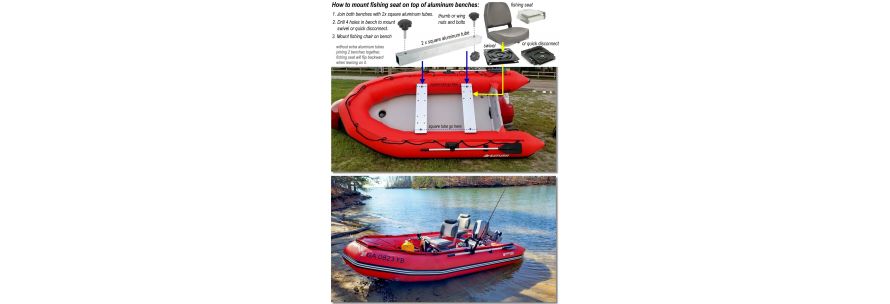 how to mount fishing seat on top of inflatable boat benches
